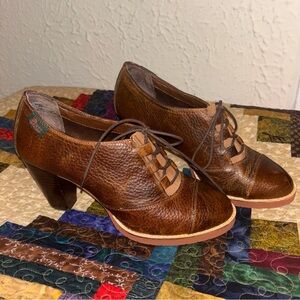 Bass Ramona cognac Boho campus Brown Leather Women's Heeled Shoes 9M